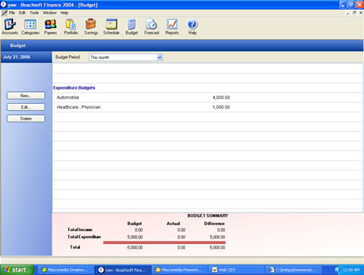 budget in personal accounting software